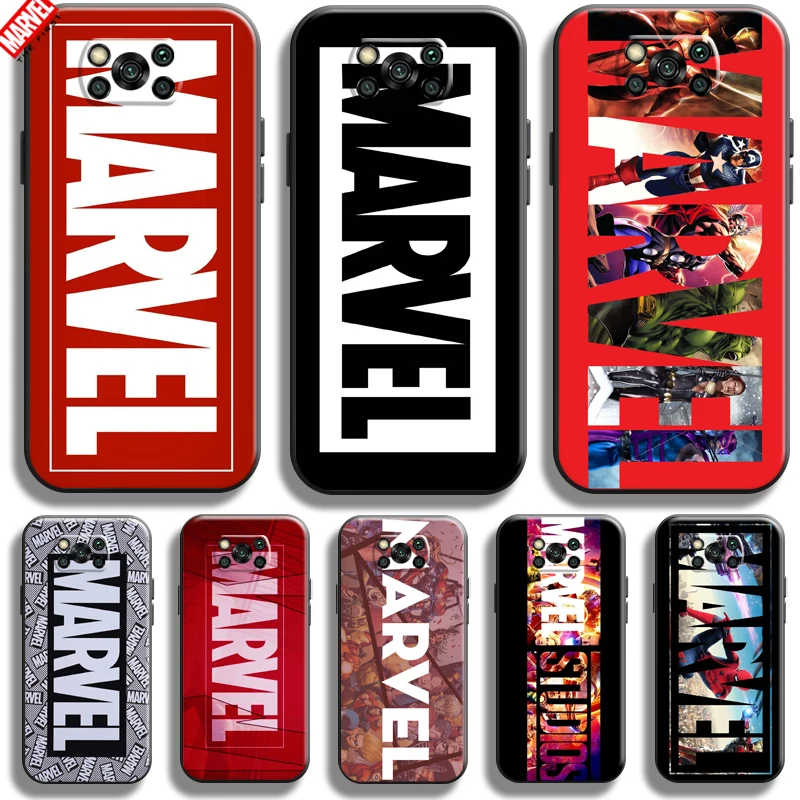 

Marvel Logo For Xiaomi Poco X3 Pro X3 NFC X3 GT Phone Case Soft Silicon Coque Cover Black Funda Comics Thor Captain America