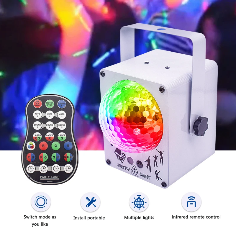 

Светодиодный лазерный прожектор с голосовым управлением, 60 УФ-ламсветильник RGB для дискотеки, свадьбы, дня рождения, вечеринки
