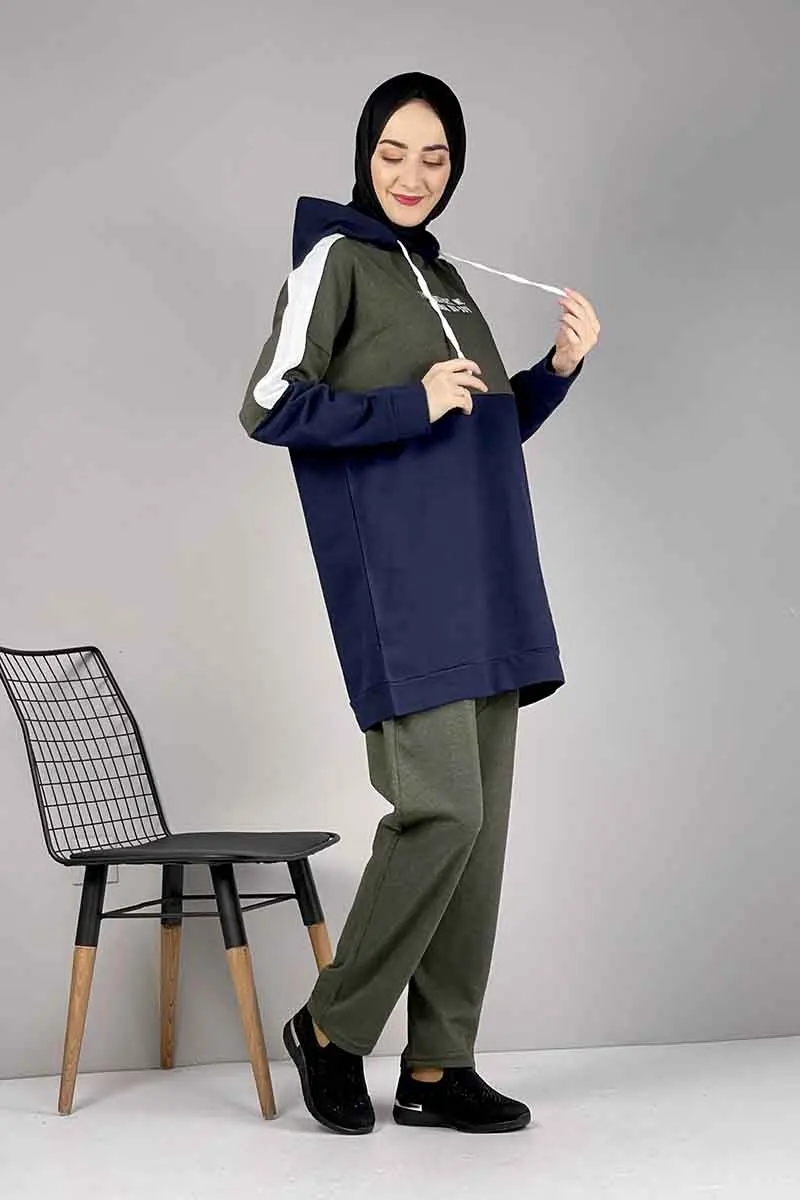 

Sports Couple Suit Tracksuit Suit Hooded Printed Binary Hijab Couple Suit Women Islamic Clothing Two Piece Casual Stylish Muslim