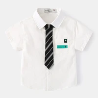 summer blouse cardigan student white shirts baby boy shirt casual boys tie shirt with short sleeve boy shirts for children top