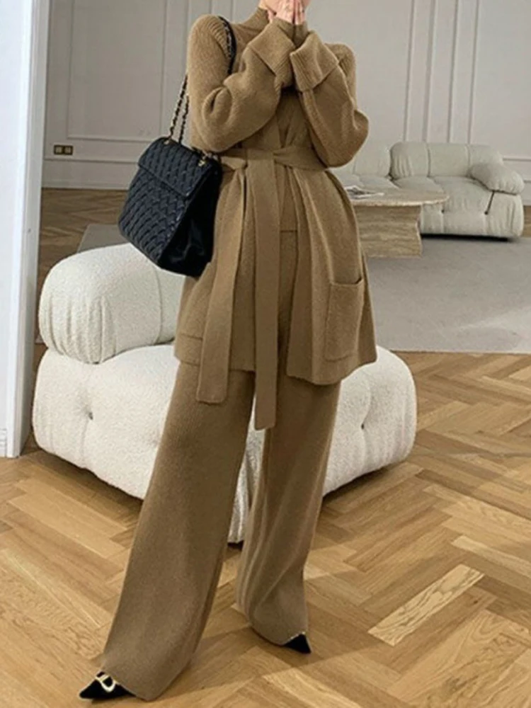 BZVW повседневный комплект из трех предметов женская водолазка вязаный кардиган