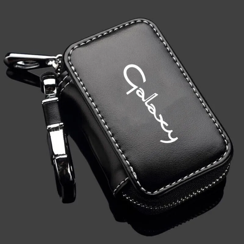 

Genuine Leather Car Key Fob Case Cover Keychain Zipper Bag Protection Shell For Ford Galaxy MA6 2011 2015 2016 Accessories