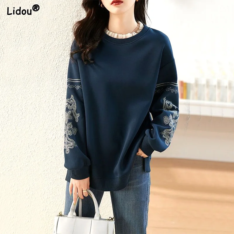 

Loose Patchwork Lace Solid Printing Office Lady Casual Autumn Winter Thick Women's Clothing 2022 Sweaters Comfortable Pullovers