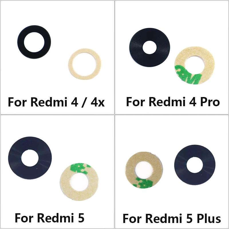 

10 piece For Xiaomi Redmi 4 4X Pro 4Pro 5 Plus 5Plus Rear Back Camera Glass Lens Replacement Parts with Glue Sticker