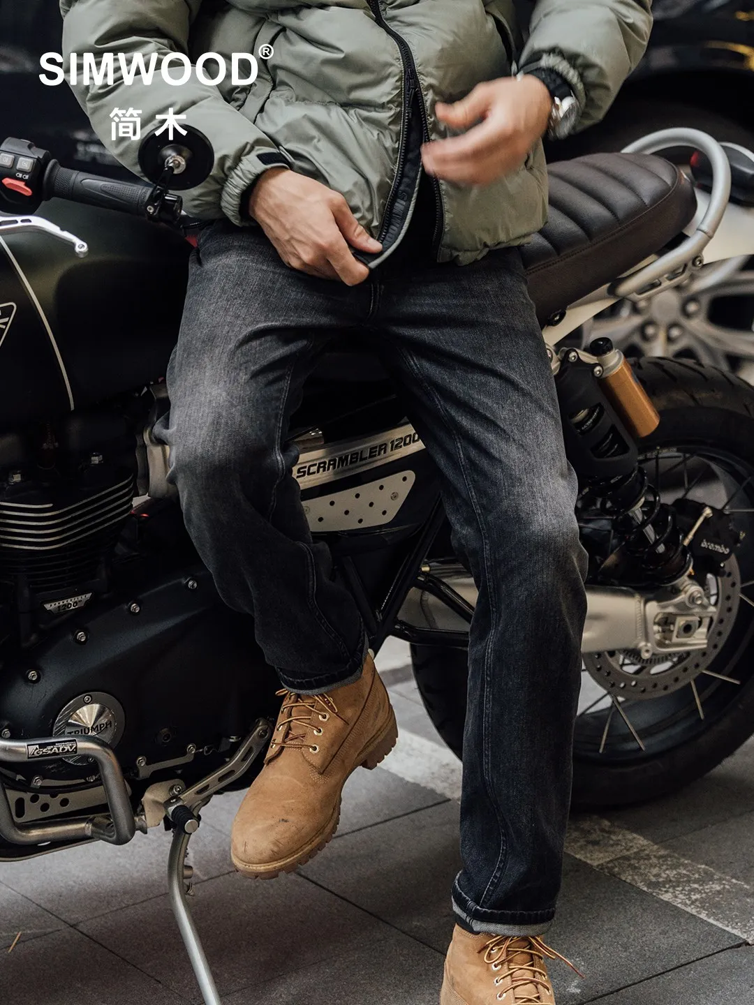 

SIMWOOD 2023 Spring Winter New Regular Straight 13 oz Lycra Jeans Men Low Elastic Vintage Denim Trousers Plus Size Pants SL23061