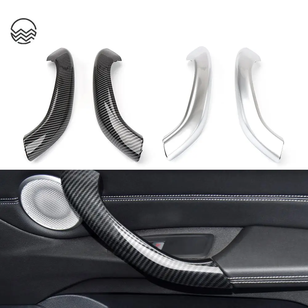 

Carbon Fiber Chrome Car Interior Door Pull Handle Cover Trim Replacement For BMW X1 X2 F48 F49 F39 2017-2022
