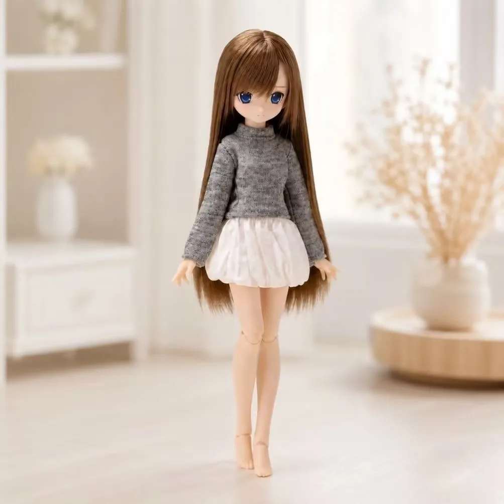 Одежда для кукол Blythe OB24: вязаный облегающий топ с высоким воротником и пышная мини-юбка для кукол BJD 16, повседневные наряды для кукольного домика (art.: 3920dc386355f) - 3920dc386355f