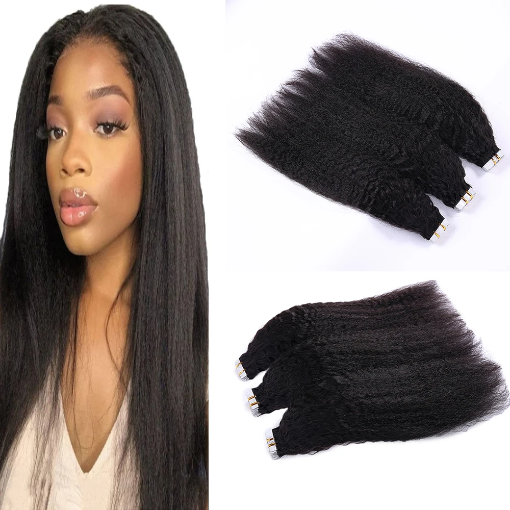 

Tape In Human Hair Extensions Kinky Straight Remy Hair 20 40pcs Natural Color Real Brazilian Human Hair Tape In Extensions 14-24