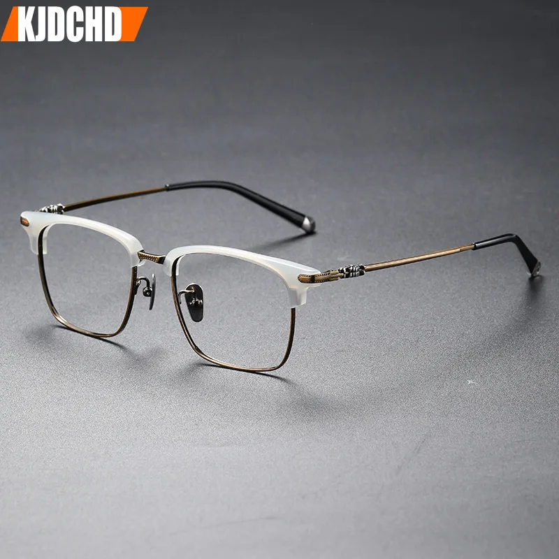 Очки с оправой из чистого титана для бровей винтажные квадратные оптические