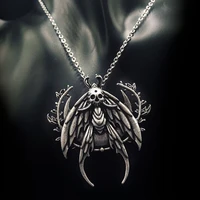 vintage women gothic luna moth pendant necklace deaths head hawk moth insect witch men necklaces party punk jewelry gifts