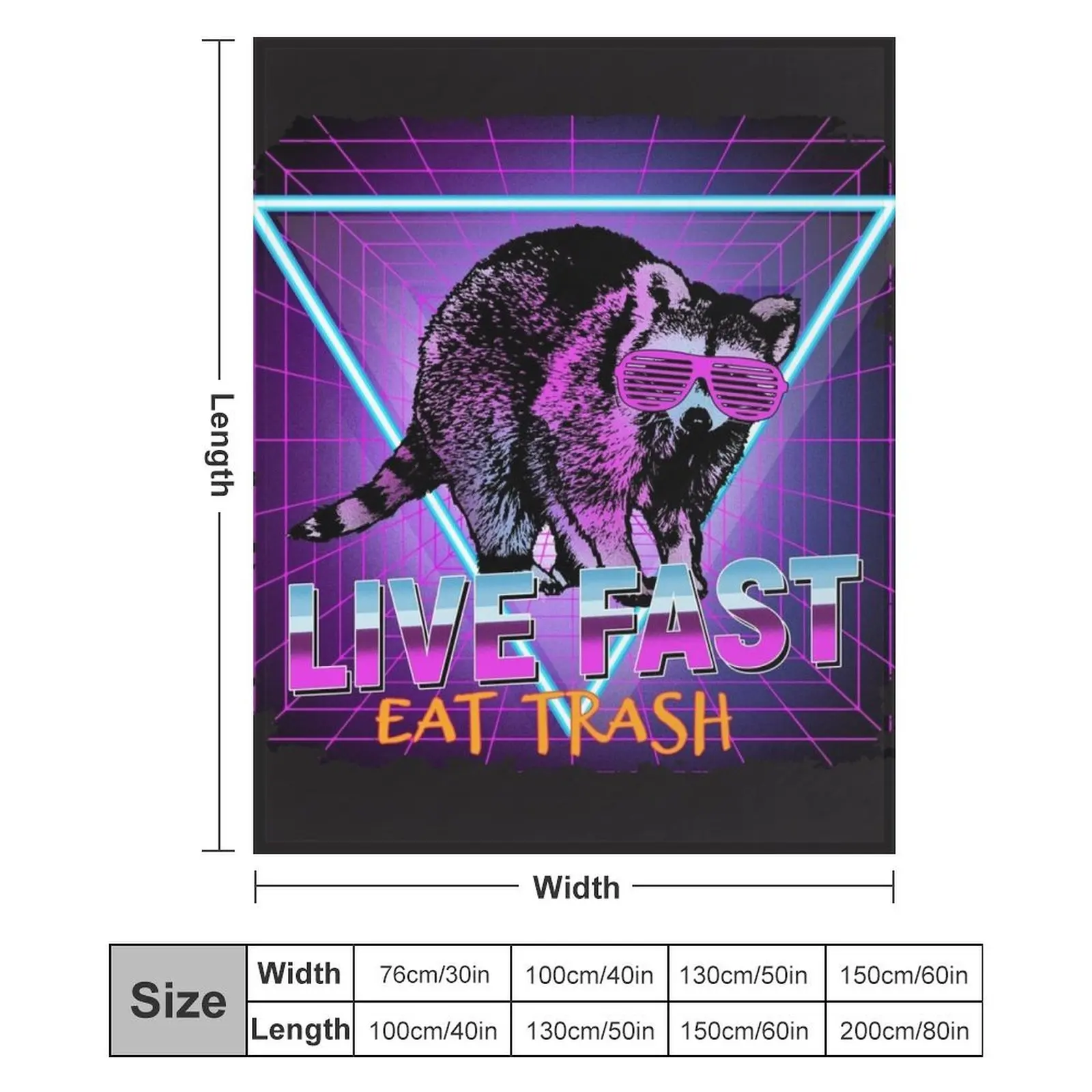 Енот Еноты Live Fast Eat Trash Panda Забавный подарок в стиле ретро Плед Пушистые одеяла для