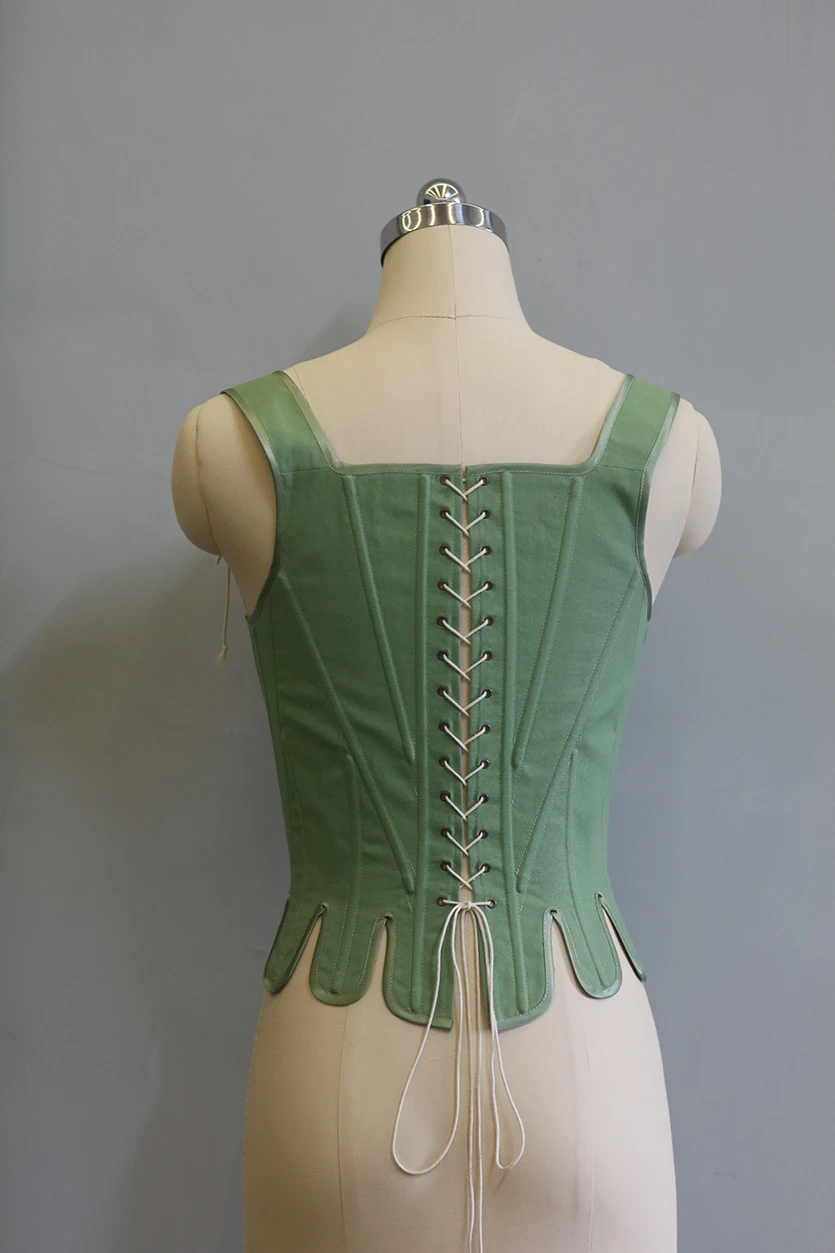 78-94 см бюст весна осень женский 1780-х годов винтажный зеленый хлопковый льняной