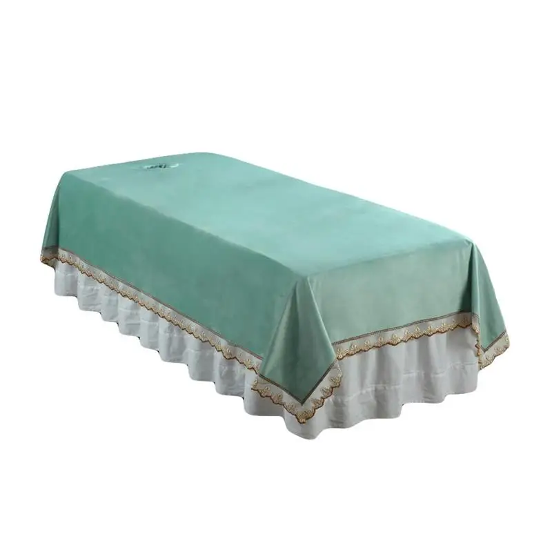 Thickened Four Seasons High-Grade Dutch Velvet Solid Beau Bed Sheet Single Foot Bath Massage Spa with Holes