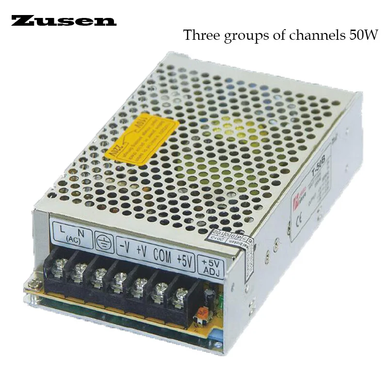 

Zusen T-50 50W Ttriple Channels Switching Power Supply Three-way Output 110V/220VAC to ABCD Kinds of Combined DC Voltage
