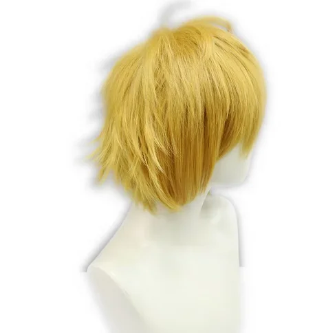 Золотисто-желтый светло-оранжевый золотой парик для косплея Denji аниме человек с