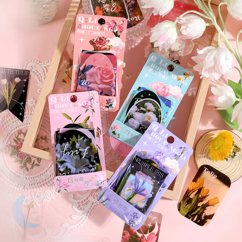 

6 Packs Total 240PCS Creative Romantic Flowers Series Paper Stickers Set DIY Label Sticker Decoration Supplies Free Shipping