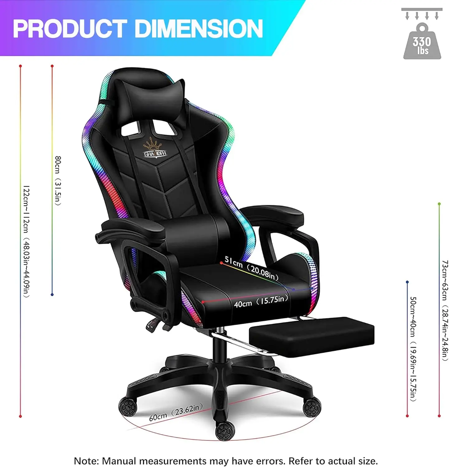 Фото Игровое кресло с динамиками и светодиодной подсветкой RGB. Эргономичное компьютерное игровое кресло с подставкой для ног. Кресло для музыкальных видеоигр. №4