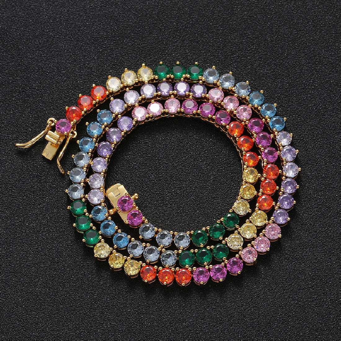 

Цветная теннисная цепь BC220 для мужчин и женщин, ожерелье для тенниса с 3 зубцами, ювелирные изделия в стиле хип-хоп, 4,0 мм