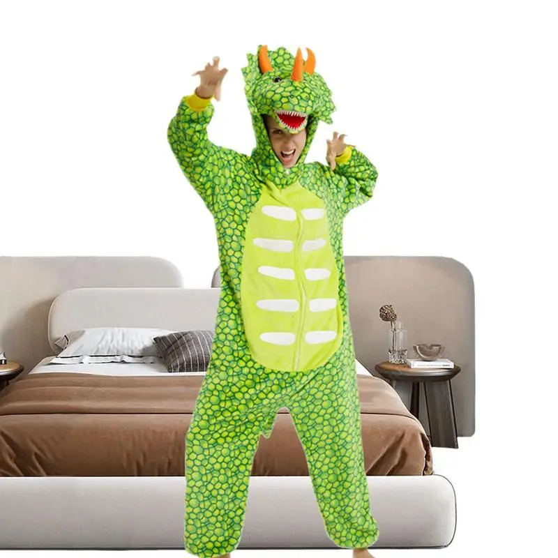 

Dinosaur Costume Outfit Adults Sleepwear Childlike Hoodied Sleepwear Novelty Pajamas For Sleepwear Festival Parade Theme Party
