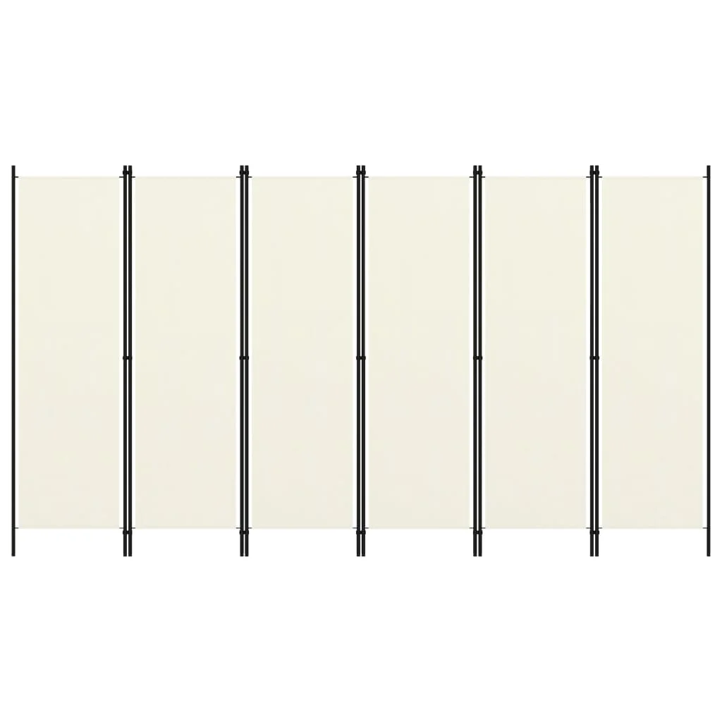 

6-Panel Room Divider Portable Cream White 300x180cm Handmade Living Room Divider Folding Screen Separator Internal Partition