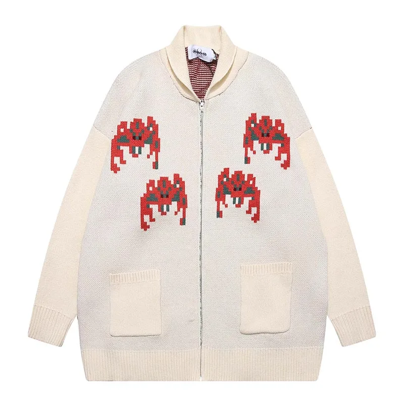 Мужской вязаный кардиган на молнии свободного кроя