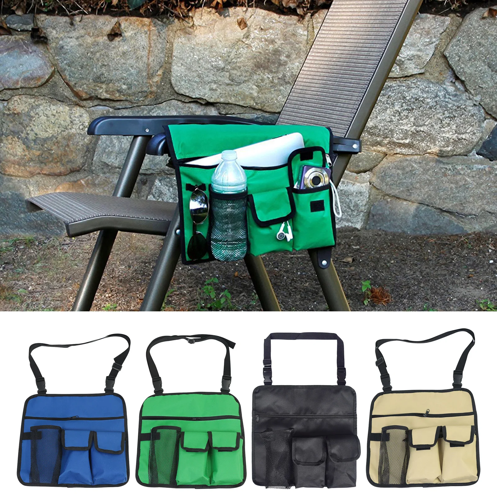

Beach Chair Armrest Bag Organizer Outdoor Beach Chair Arm Side Bags Waterproof Storage Pouches Snack Bags For Fishing Hiking