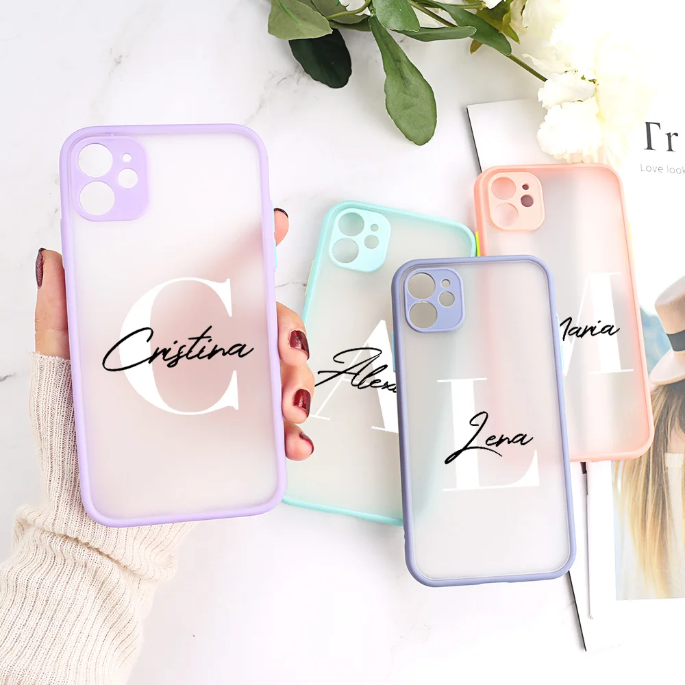 

Custom Initial Name Letters Case For iphone 11 12 13 Pro Max Case For Iphone X XS XR 7 8 Plus 6 6S SE 13 12 Mini Hard Cover DIY