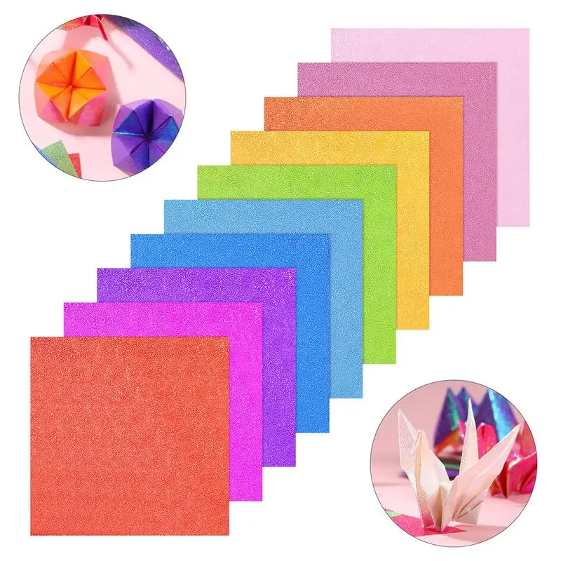 

100 Sheets Origami Iridescent Papers Glitter DIY Craft Paper Handcraft Paper Colorful Glitter Square Paper Art DIY Crafts