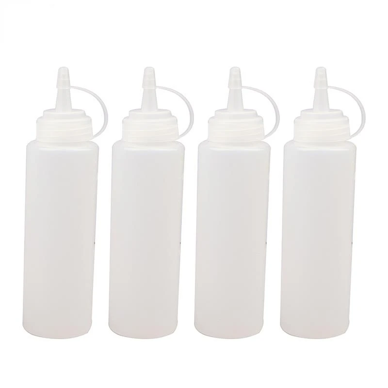 

4Pcs Squeeze Squirt Condiment Bottles Salad Sauce Dispenser Ketchup Cruet 240ml