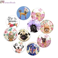 dog round photo glass cabochon demo flat back making findings 20mm snap button n2751
