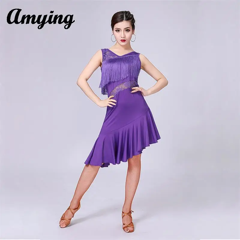Платье с кисточками для латиноамериканских танцев костюм соревнований одежда