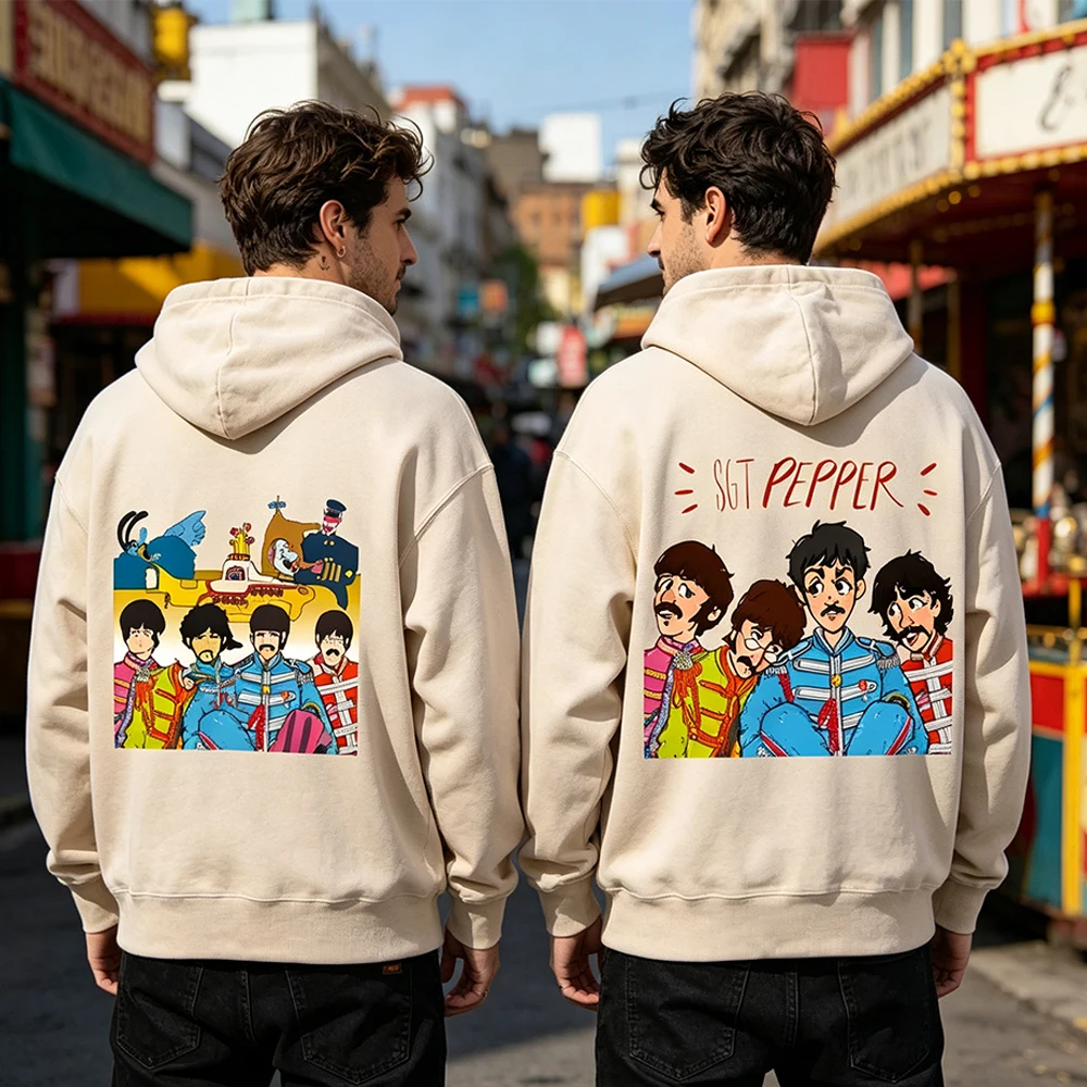 Фото Винтажная ретро-толстовка The Beatles, зимняя модная толстовка унисекс, одежда в стиле Харадзюку, спортивный костюм с длинными рукавами, уличная одежда №2