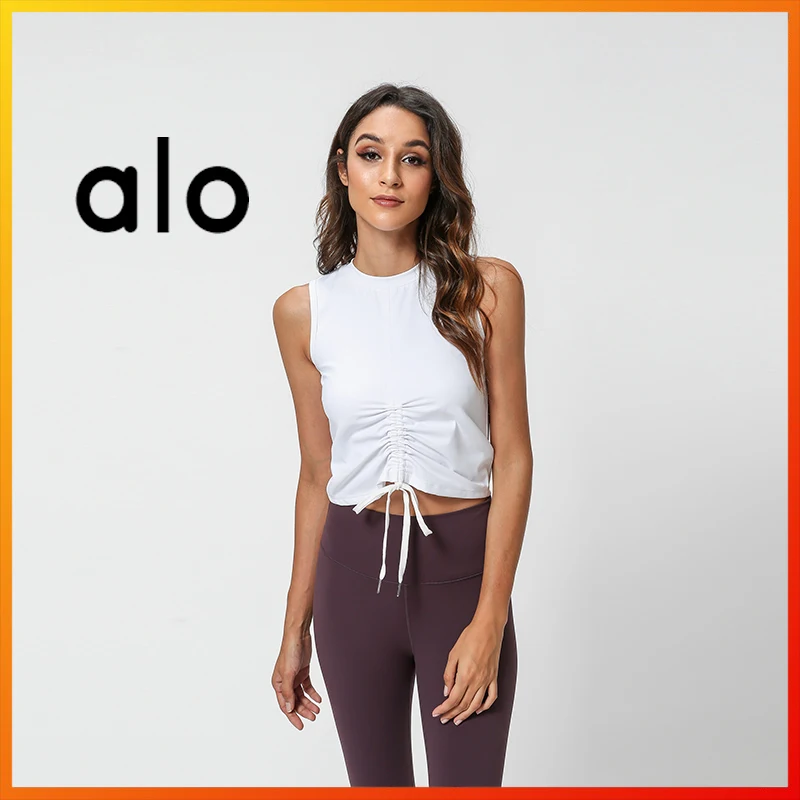 

ALO Yoga Women's Sleeveless Training Vest Breathable and Quick-drying Three-color Top Fitness Running Riding Sports Shaping