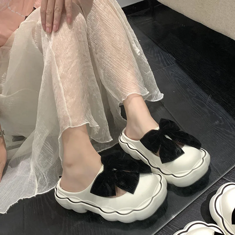 

Princess Style soft floor Bone Knot For Girls Maryjin Slippers Women's Outgoing Fashion Platform