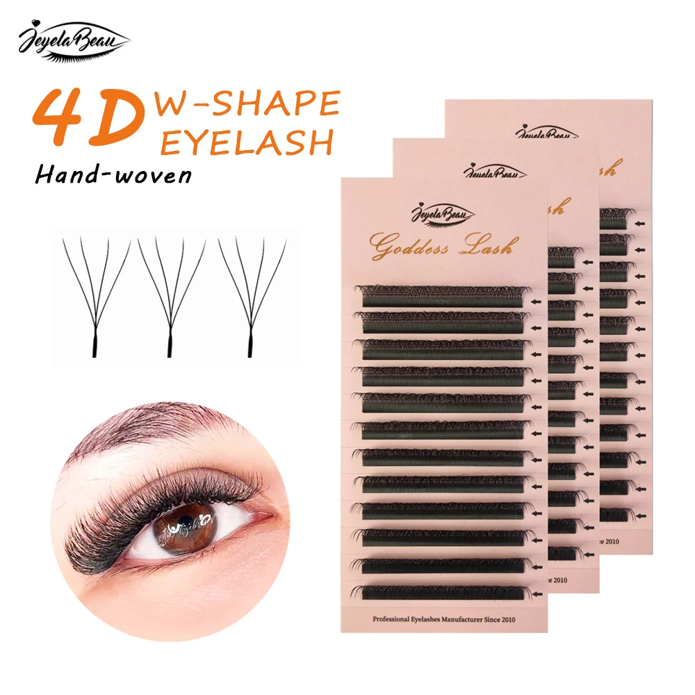 

GODDESS 4DW Shape Lashes Hand Waved Premade Fans W Eyelash Extensions Natural Soft Light Individual Matte Dense Wholesale