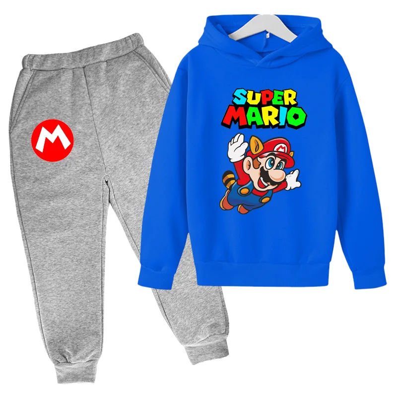 

Super mario kids clothes Hoodies+Pants boys girl clothes mario bros Hoodies Clothes for teenagers Autumn Boy games Anime Costume