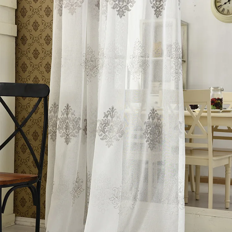 

Linen Embroidered Window Screen Curtains for Living Dining Room Bedroom