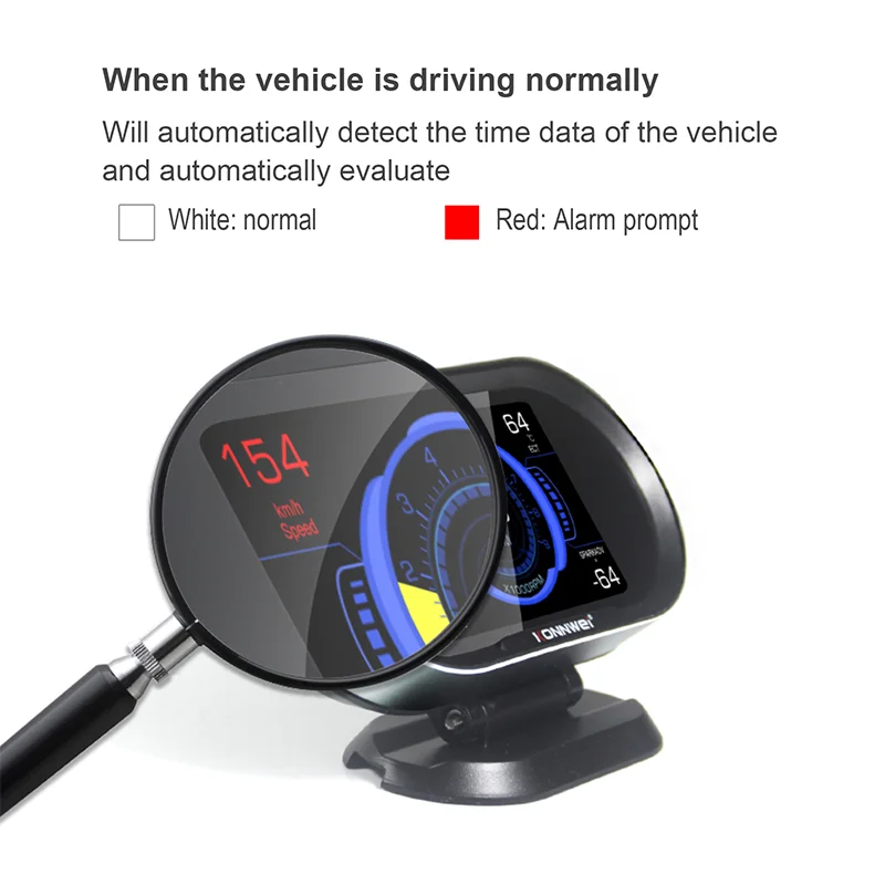 Фото Диагностический инструмент KONNWEI KW206 для автомобилей OBD2, HUD 2-в-1, очистка кодов неисправностей, тест датчика 02, оповещение о превышении скорости, поиск DTC, инструменты для определения пробега. №5