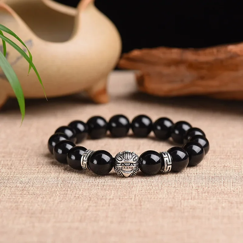 Натуральный счастливый обсидиан камень Будды бусины браслеты для пар изысканные