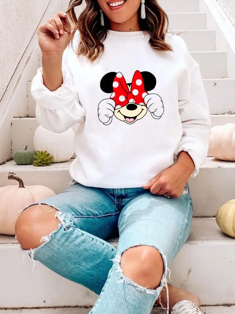 

Женский милый тренд с принтом, милая модная одежда с бантом, Женская праздничная одежда с ушками мыши, пуловеры, свитшоты с графическим рису...