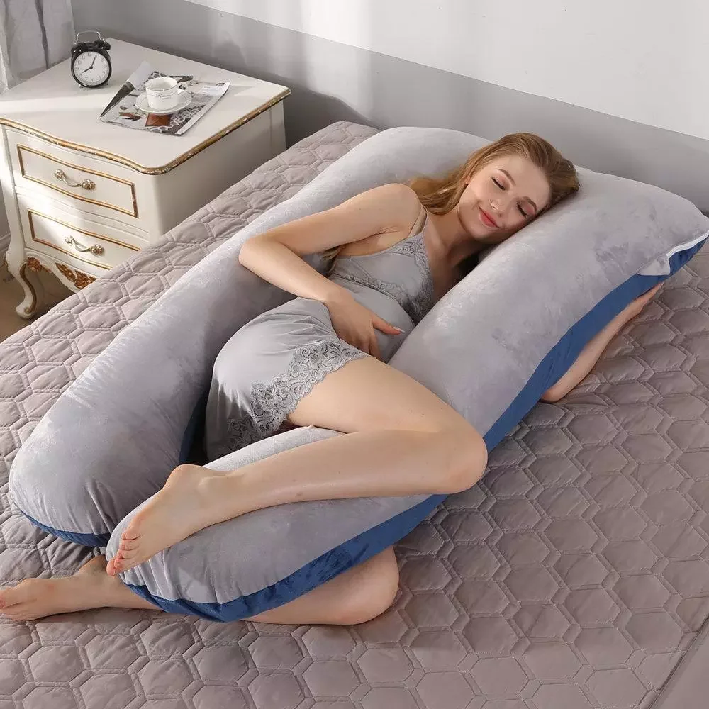 

100% Cotton Full Body Pillow for Pregnant Women U Shape Pregnancy Pillow Sleeping Support Maternity Pillow for Side Sleepers