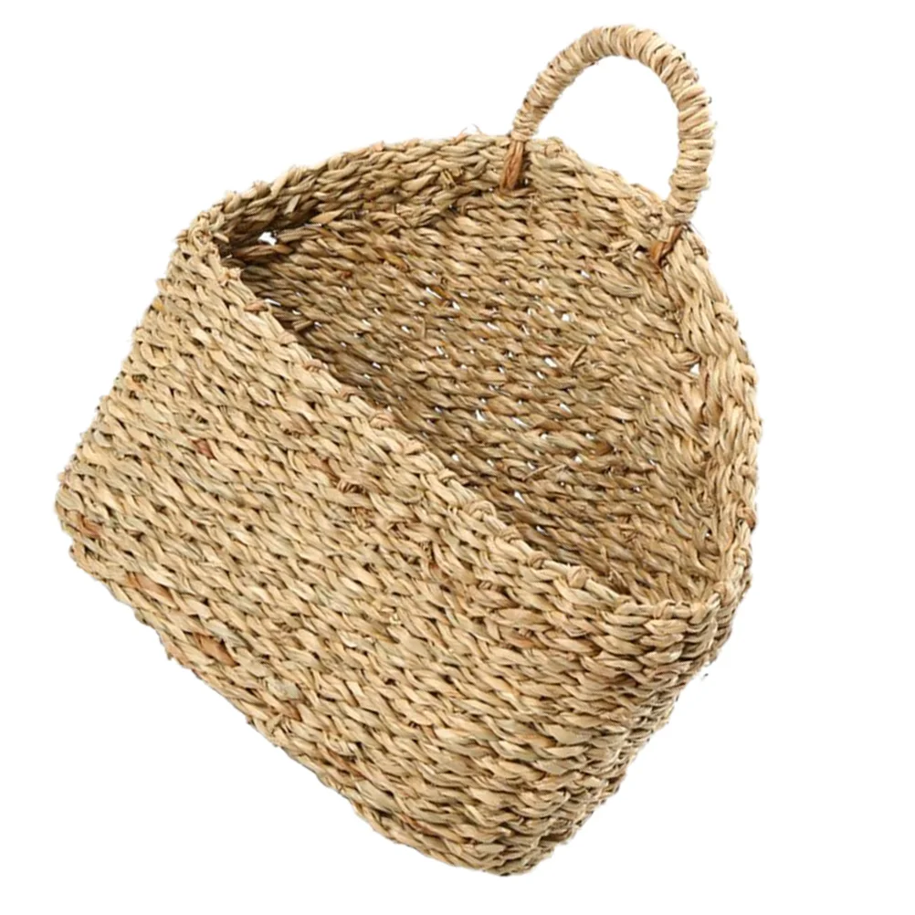 

1Pc Hand Woven Basket Rustic Hanging Flower Basket Storage Basket Wall Decor
