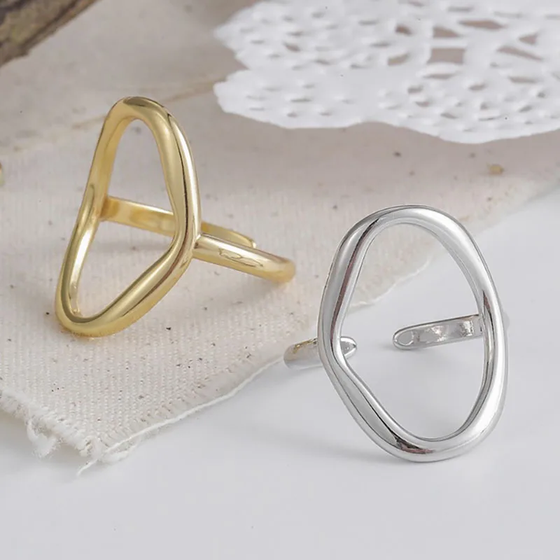 

New Minimalist Irregular Hollow Ring Ellipse Gold Silver Color Geometric Ring for Women Open Rings Metal Wedding Jewelry Gift