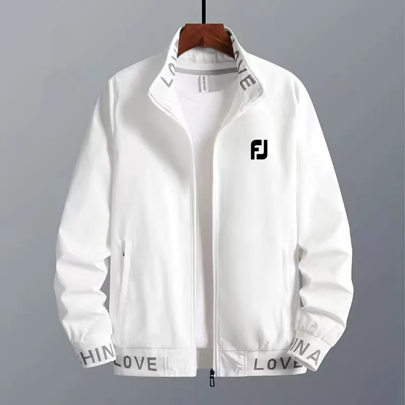Men's Golf Clothing Mens Golf Jackets Golf Wear Men Casual Sport Stand Collar Long Sleeve Zipper Coats Windbreak Golf Wear Horse