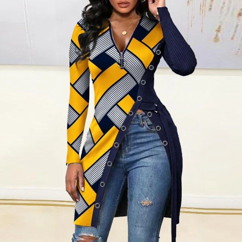 Женская суперсексуальная футболка с разрезом и V-образным вырезом Весенняя