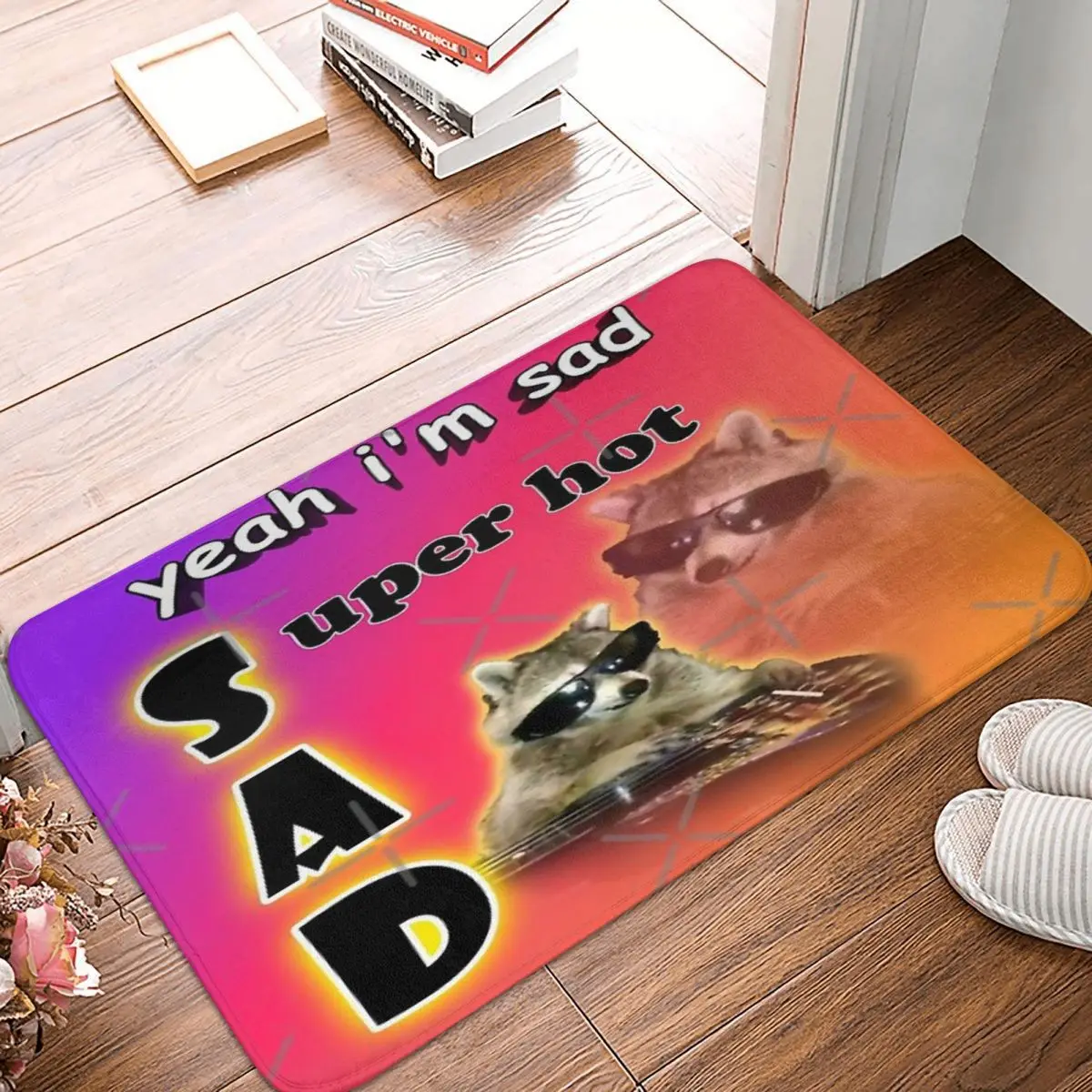 

Очень популярный классный ковер 40x60 см из полиэстера с рисунком енота, Противоскользящие коврики в стиле ретро