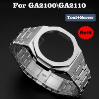 for casioak mod kit set steel 316l stainless watch case for casio ga2100 for g shock ga2110 watch straps metal watch modified