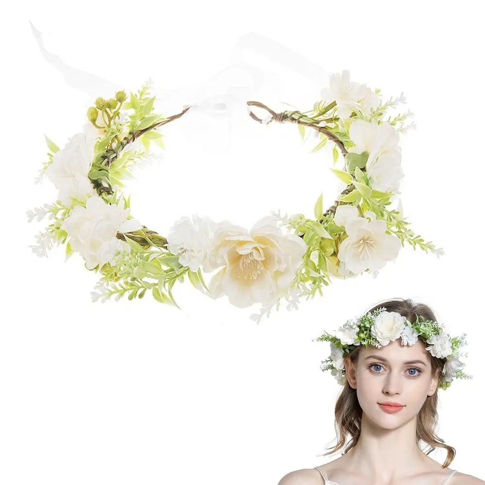 

Girls Wedding Party Handmade Headpiece Floral Crown Bohemia Wreath Wedding Garland Flower Headband