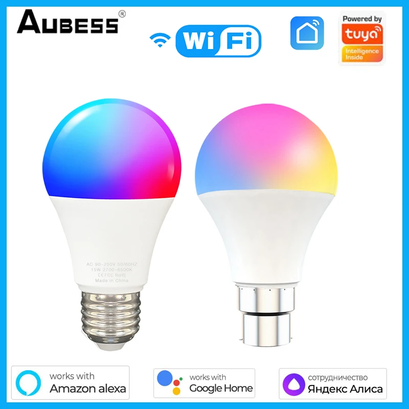 

Tuya WiFi E27 B22 LED Smart Light Bulb RGB Voice Control Alexa Google Assistant Yandex Alice Dimmable Neon Lamp Smart Life APP