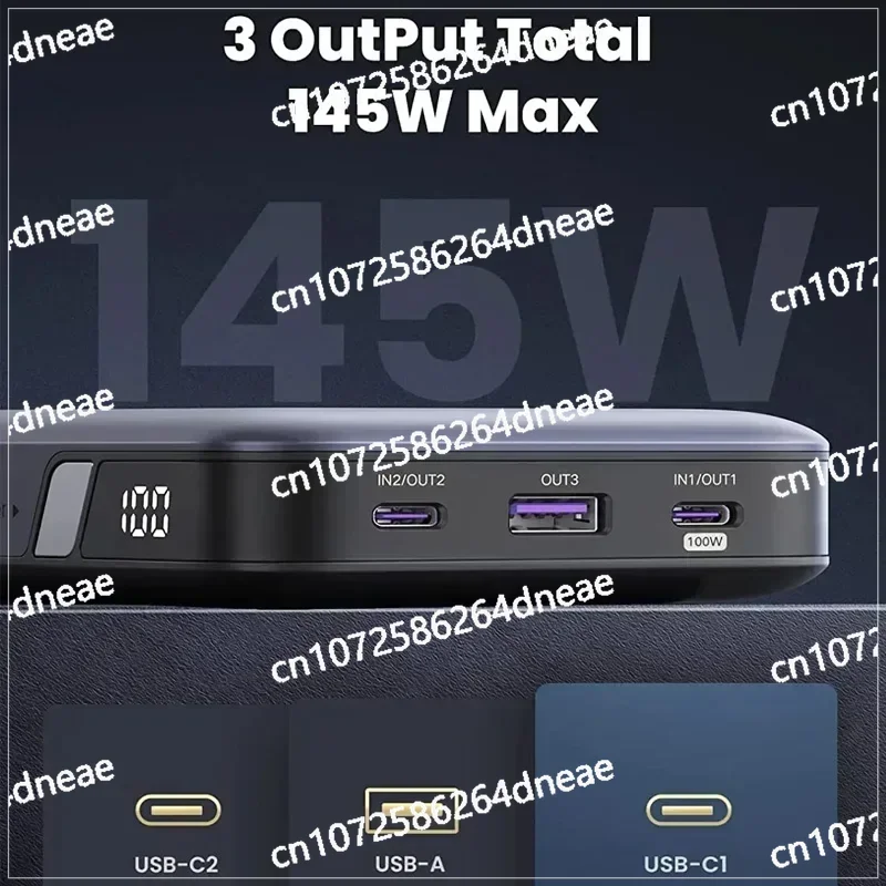65 Вт Быстрая перезарядка 145 Power Bank 25000 мАчUSB C 3-портовый аккумулятор PD3.0 Портативное